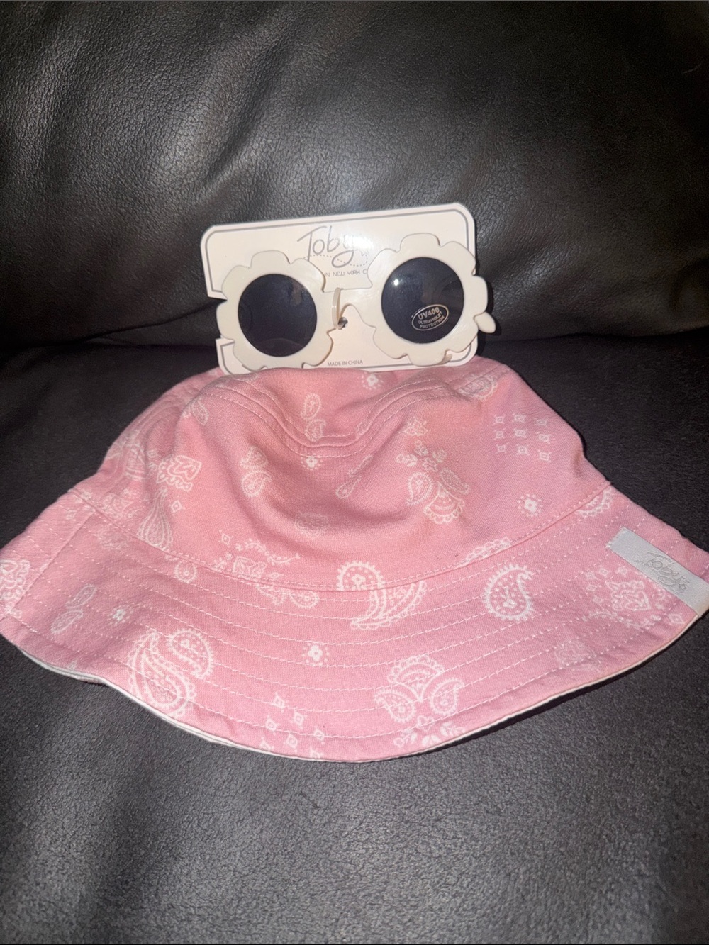 Toby girls new glasses and Pink Paisley Kids Bucket Hat combo